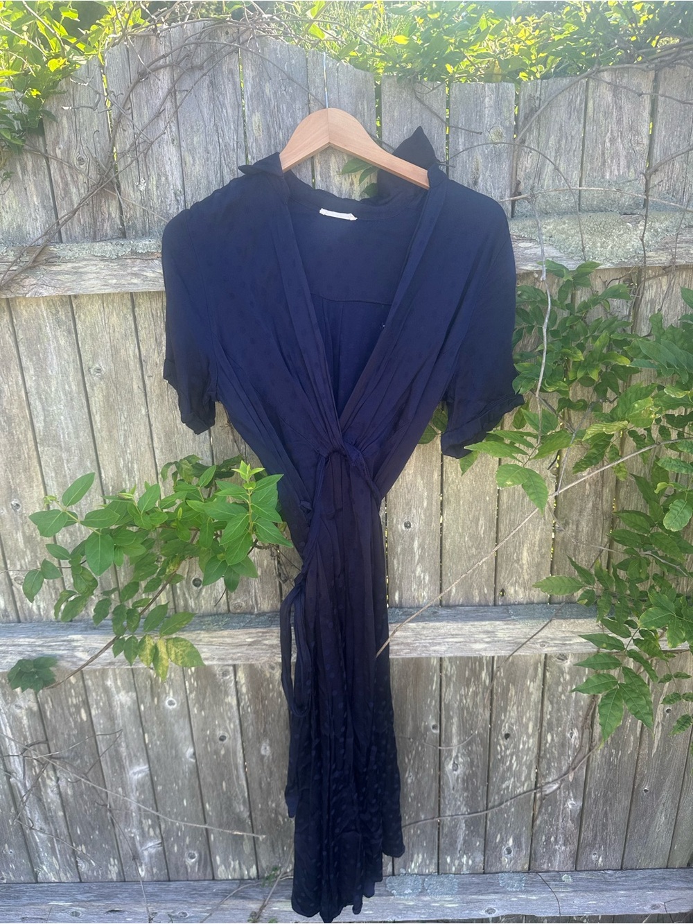 lovestitch Navy Blue Wrap Robe with Tie Front